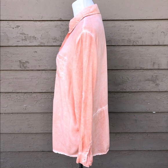 beachlunchlounge orange chambray split back shirt - Picture 4 of 7